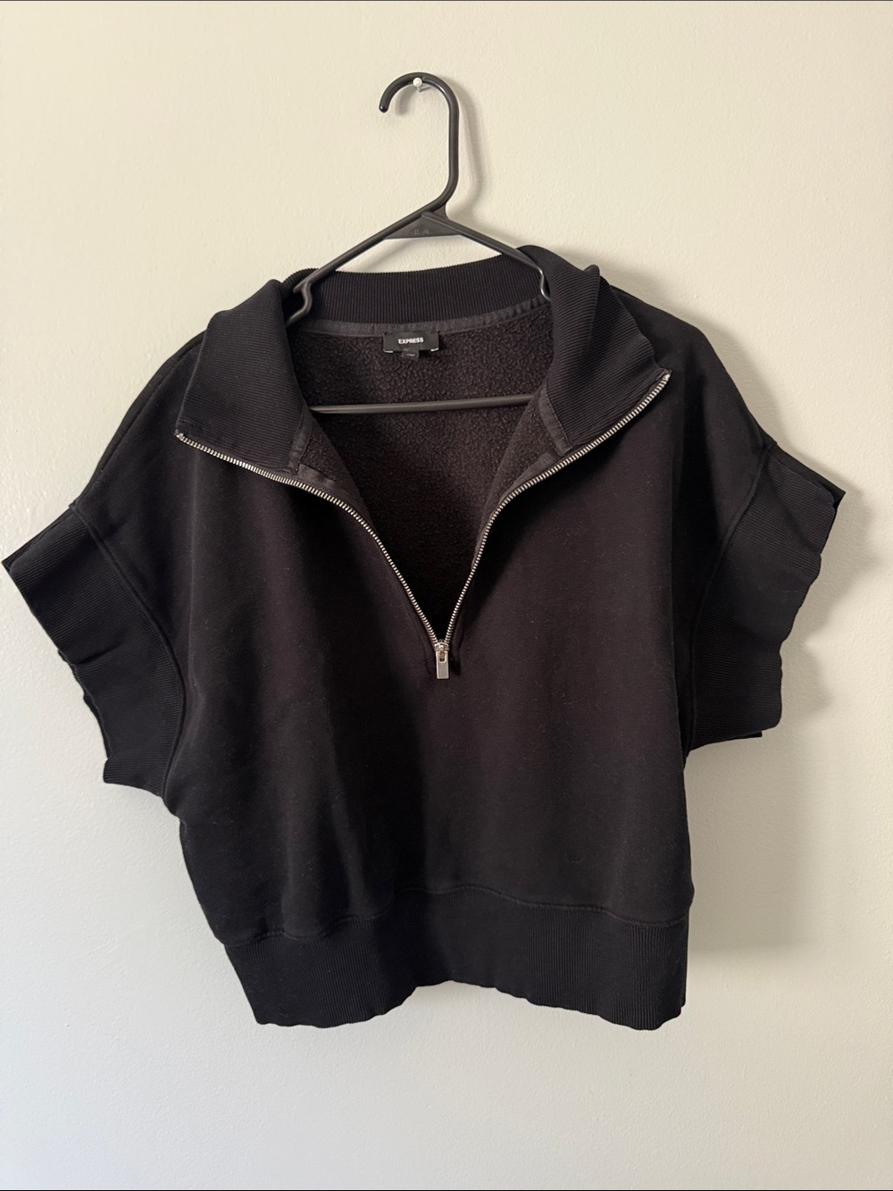 Express Black Short-Sleeve Half-Zip Sweatshirt